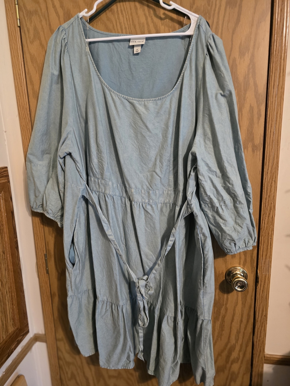 Light Blue Tiered Scoop Neck Dress